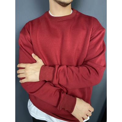 Oversize Yumuşak Dokulu Sweatshirt Bordo Erkek