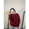 Oversize Yarım Fermuarlı Sweatshirt Bordo