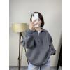 Oversize Yarım Fermuarlı Sweatshirt Koyu Gri